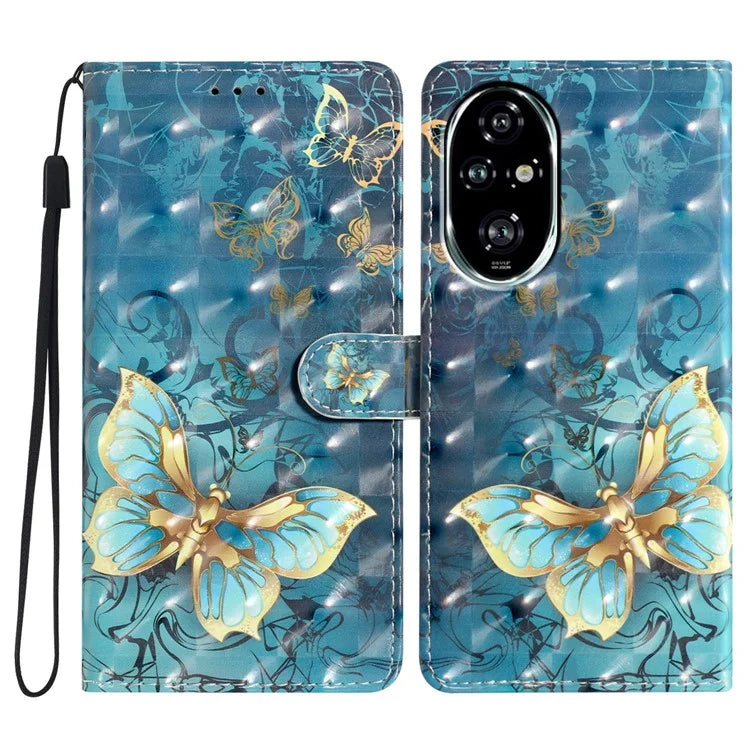 For Honor 200 Pro 5G Case PU Leather 3D Pattern Printing Wallet Phone Cover