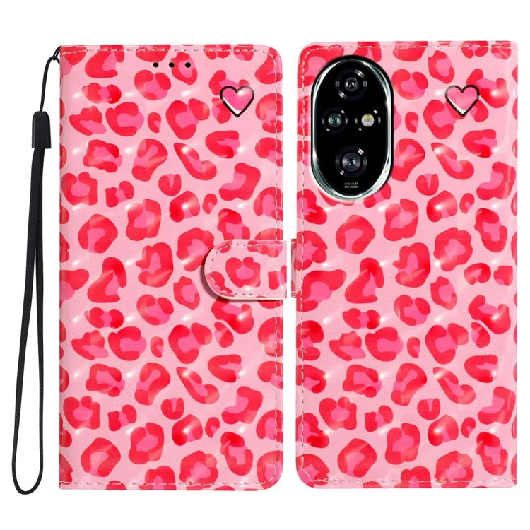 For Honor 200 Pro 5G Case PU Leather 3D Pattern Printing Wallet Phone Cover