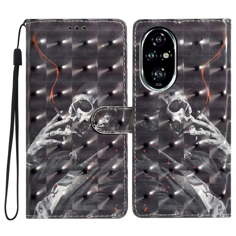 For Honor 200 Pro 5G Case PU Leather 3D Pattern Printing Wallet Phone Cover