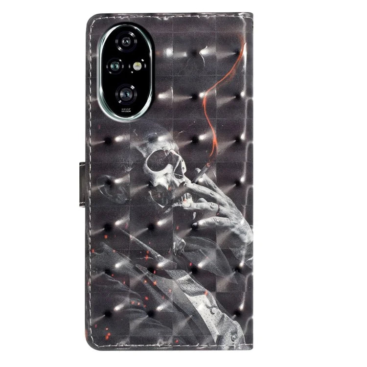 For Honor 200 Pro 5G Case PU Leather 3D Pattern Printing Wallet Phone Cover