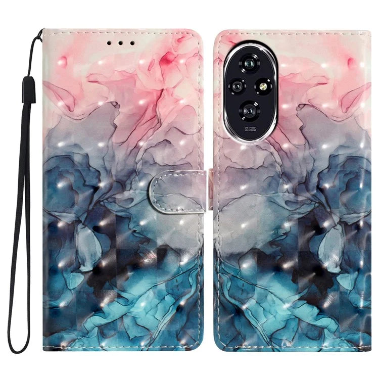 For Honor 200 5G Case PU Leather 3D Pattern Printing Wallet Phone Cover