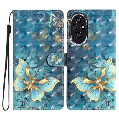 For Honor 200 5G Case PU Leather 3D Pattern Printing Wallet Phone Cover