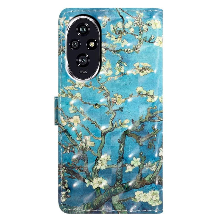 For Honor 200 5G Case PU Leather 3D Pattern Printing Wallet Phone Cover