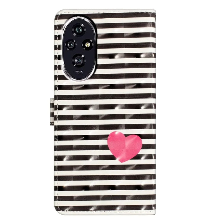 For Honor 200 5G Case PU Leather 3D Pattern Printing Wallet Phone Cover