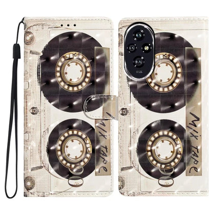 For Honor 200 5G Case PU Leather 3D Pattern Printing Wallet Phone Cover