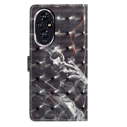 For Honor 200 5G Case PU Leather 3D Pattern Printing Wallet Phone Cover