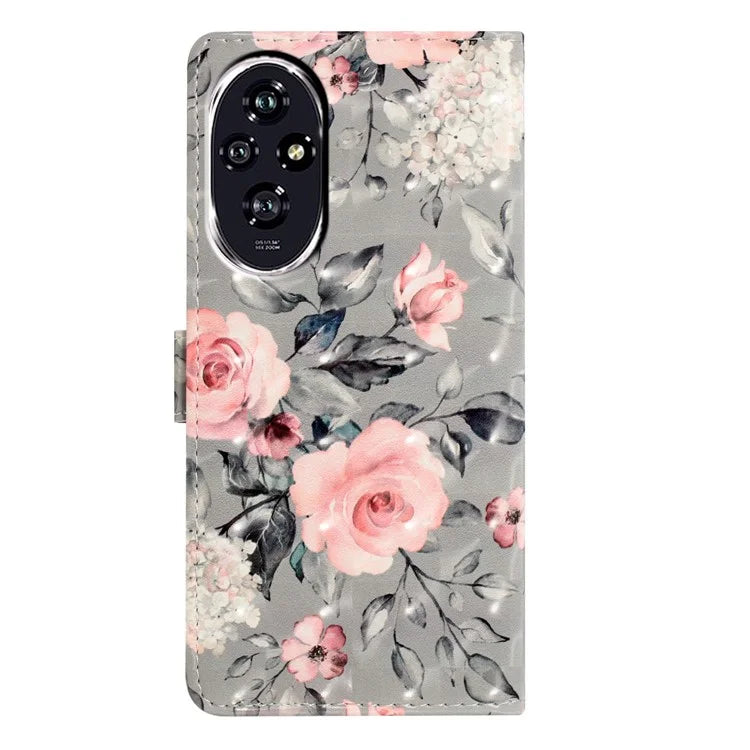 For Honor 200 5G Case PU Leather 3D Pattern Printing Wallet Phone Cover