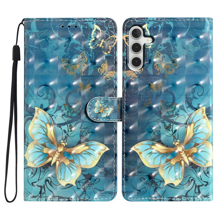 For Samsung Galaxy A16 5G Case PU Leather 3D Pattern Printing Wallet Phone Cover