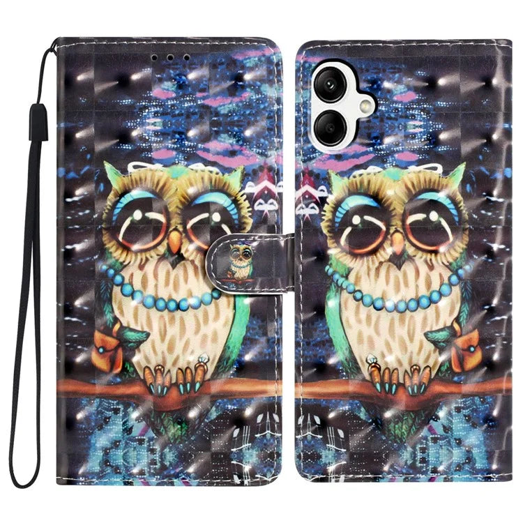 For Samsung Galaxy A06 Case PU Leather 3D Pattern Printing Wallet Phone Cover