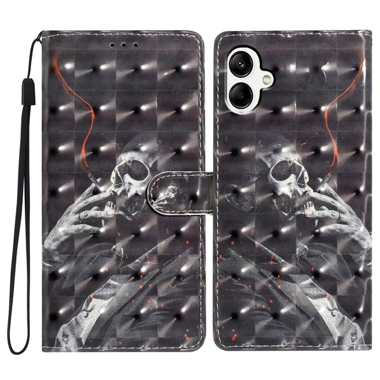 For Samsung Galaxy A06 Case PU Leather 3D Pattern Printing Wallet Phone Cover