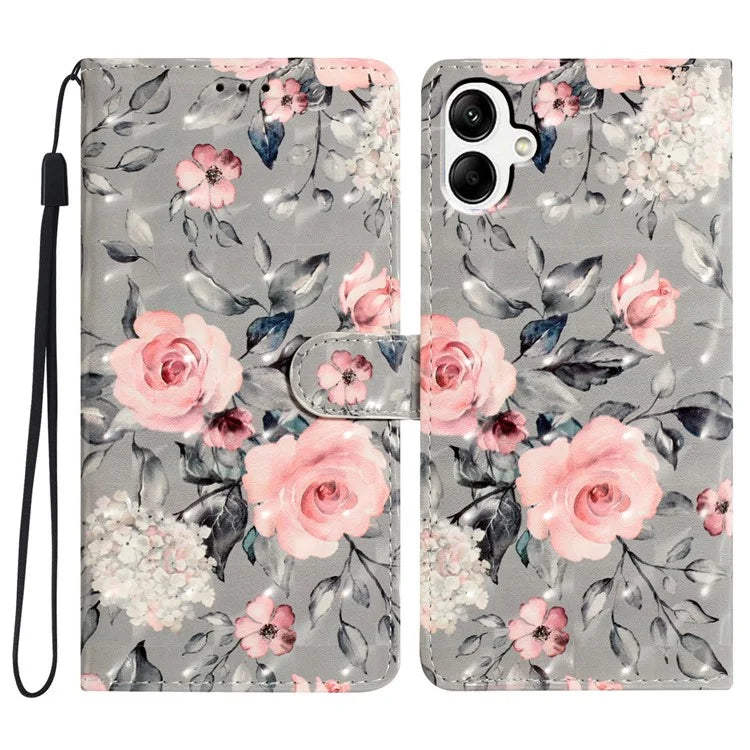 For Samsung Galaxy A06 Case PU Leather 3D Pattern Printing Wallet Phone Cover