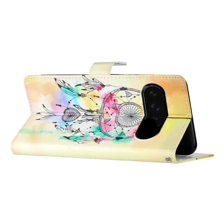 For Google Pixel 9 / 9 Pro Wallet Case PU Leather Pattern Printing Stand Phone Cover with Strap