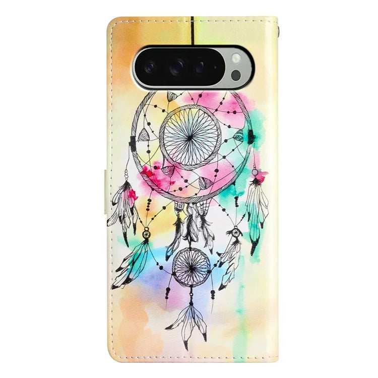 For Google Pixel 9 / 9 Pro Wallet Case PU Leather Pattern Printing Stand Phone Cover with Strap
