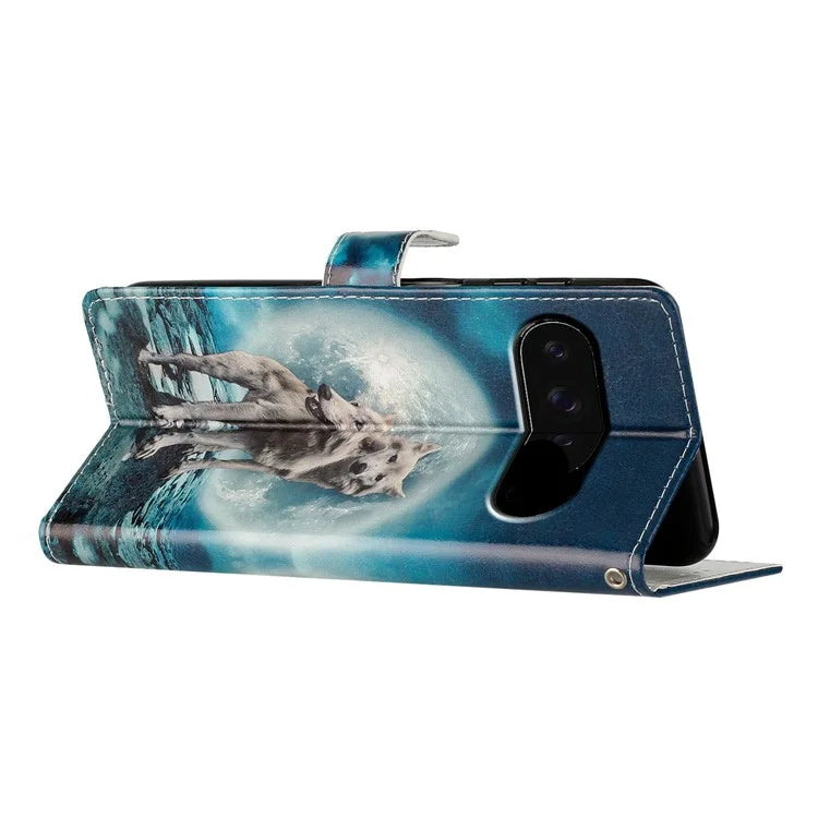 For Google Pixel 9 / 9 Pro Wallet Case PU Leather Pattern Printing Stand Phone Cover with Strap