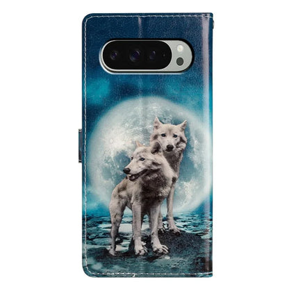 For Google Pixel 9 / 9 Pro Wallet Case PU Leather Pattern Printing Stand Phone Cover with Strap