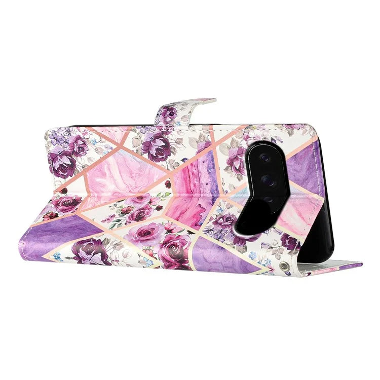 For Google Pixel 9 / 9 Pro Wallet Case PU Leather Pattern Printing Stand Phone Cover with Strap