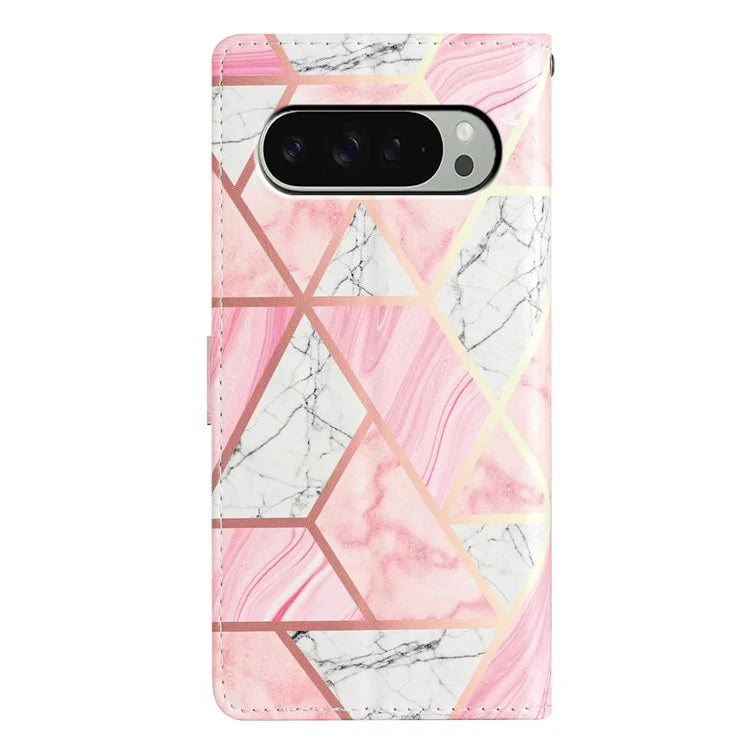 For Google Pixel 9 / 9 Pro Wallet Case PU Leather Pattern Printing Stand Phone Cover with Strap