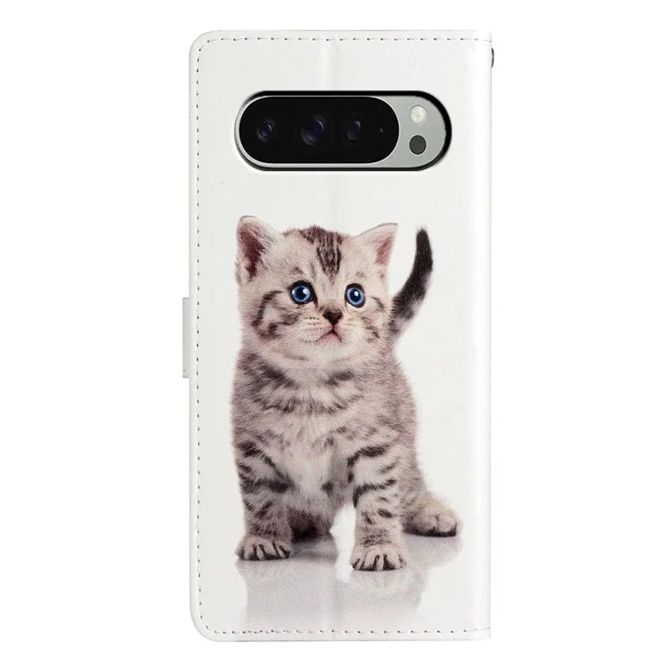For Google Pixel 9 / 9 Pro Wallet Case PU Leather Pattern Printing Stand Phone Cover with Strap