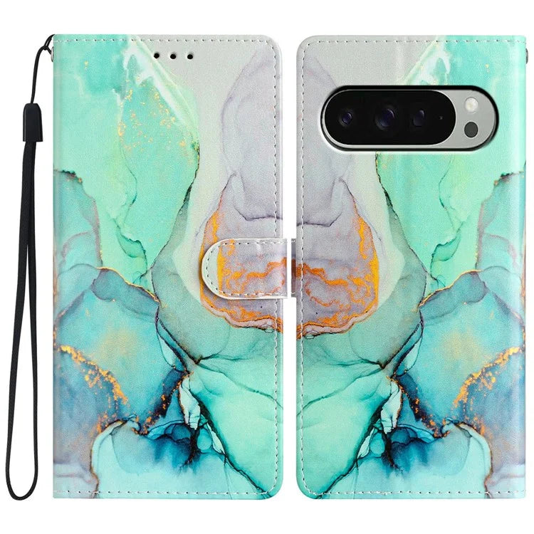 For Google Pixel 9 Pro XL Wallet Case PU Leather Pattern Printing Stand Phone Cover with Strap
