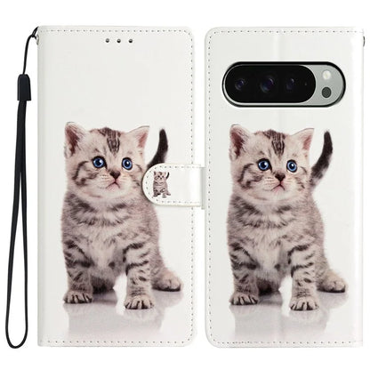 For Google Pixel 9 Pro XL Wallet Case PU Leather Pattern Printing Stand Phone Cover with Strap
