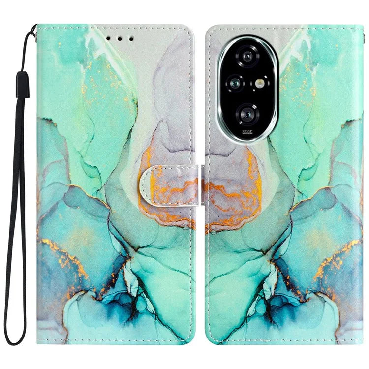 For Honor 200 Pro 5G Wallet Case PU Leather Pattern Printing Stand Phone Cover with Strap