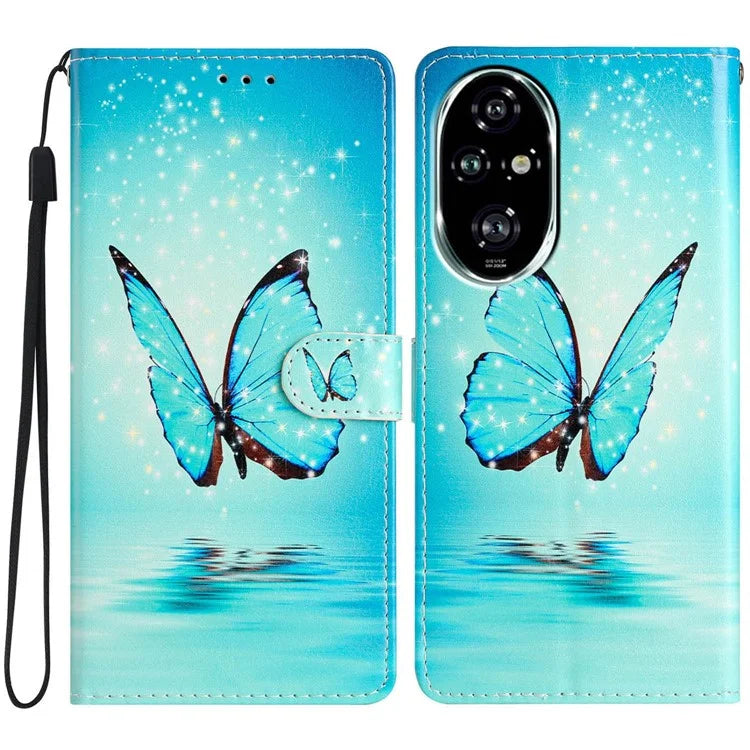 For Honor 200 Pro 5G Wallet Case PU Leather Pattern Printing Stand Phone Cover with Strap