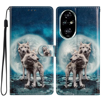 For Honor 200 Pro 5G Wallet Case PU Leather Pattern Printing Stand Phone Cover with Strap