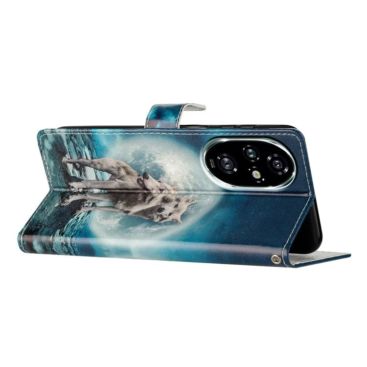 For Honor 200 Pro 5G Wallet Case PU Leather Pattern Printing Stand Phone Cover with Strap