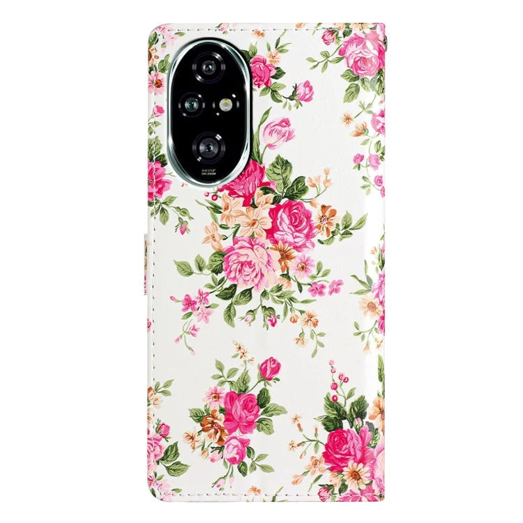 For Honor 200 Pro 5G Wallet Case PU Leather Pattern Printing Stand Phone Cover with Strap