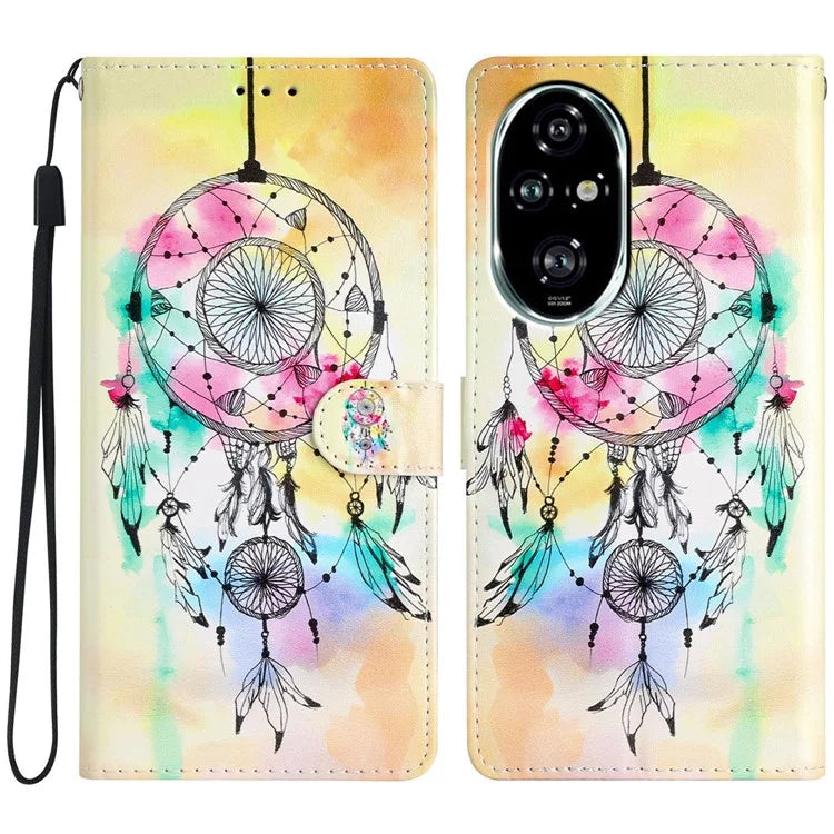 For Honor 200 Pro 5G Wallet Case PU Leather Pattern Printing Stand Phone Cover with Strap