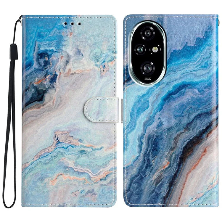 For Honor 200 Pro 5G Wallet Case PU Leather Pattern Printing Stand Phone Cover with Strap