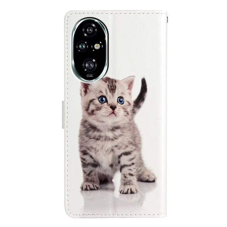 For Honor 200 Pro 5G Wallet Case PU Leather Pattern Printing Stand Phone Cover with Strap