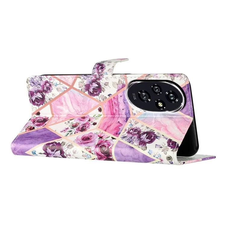 For Honor 200 5G Wallet Case PU Leather Pattern Printing Stand Phone Cover with Strap
