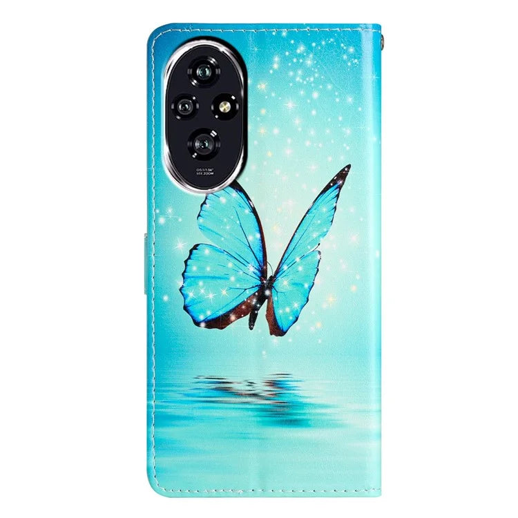 For Honor 200 5G Wallet Case PU Leather Pattern Printing Stand Phone Cover with Strap