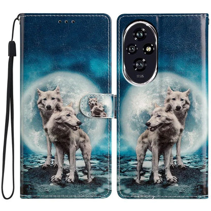 For Honor 200 5G Wallet Case PU Leather Pattern Printing Stand Phone Cover with Strap