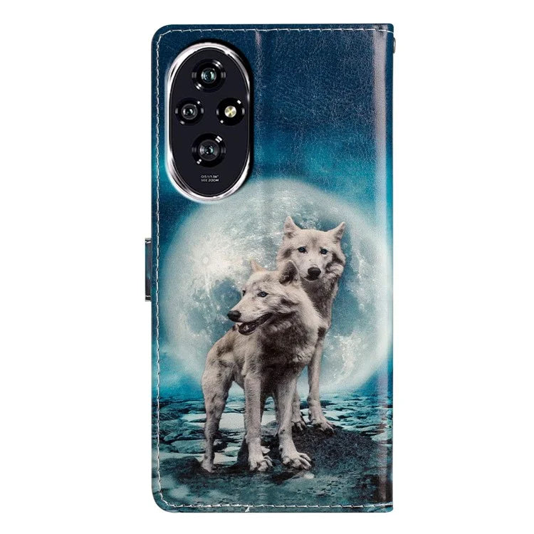 For Honor 200 5G Wallet Case PU Leather Pattern Printing Stand Phone Cover with Strap