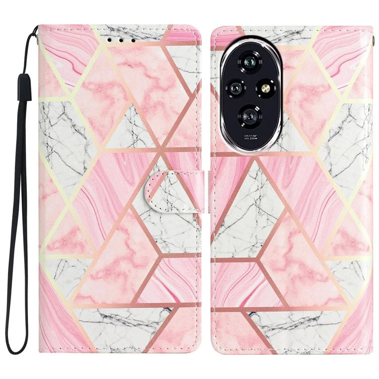 For Honor 200 5G Wallet Case PU Leather Pattern Printing Stand Phone Cover with Strap