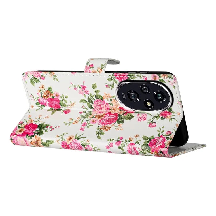 For Honor 200 5G Wallet Case PU Leather Pattern Printing Stand Phone Cover with Strap