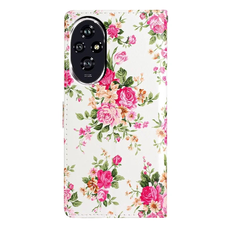 For Honor 200 5G Wallet Case PU Leather Pattern Printing Stand Phone Cover with Strap