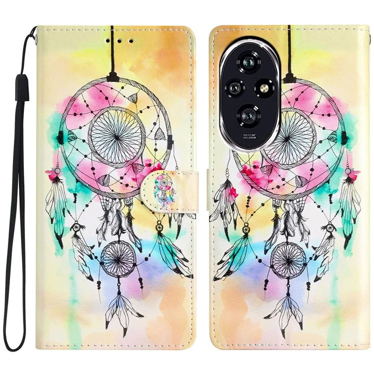 For Honor 200 5G Wallet Case PU Leather Pattern Printing Stand Phone Cover with Strap