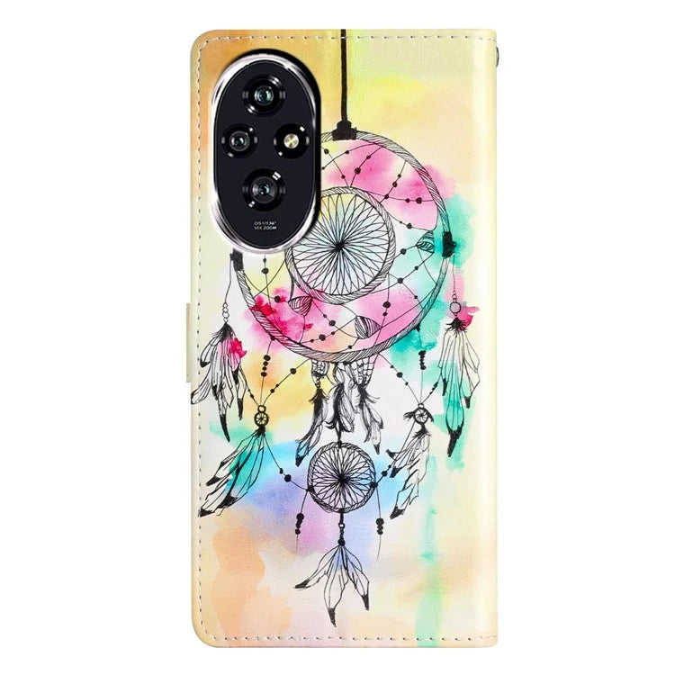 For Honor 200 5G Wallet Case PU Leather Pattern Printing Stand Phone Cover with Strap