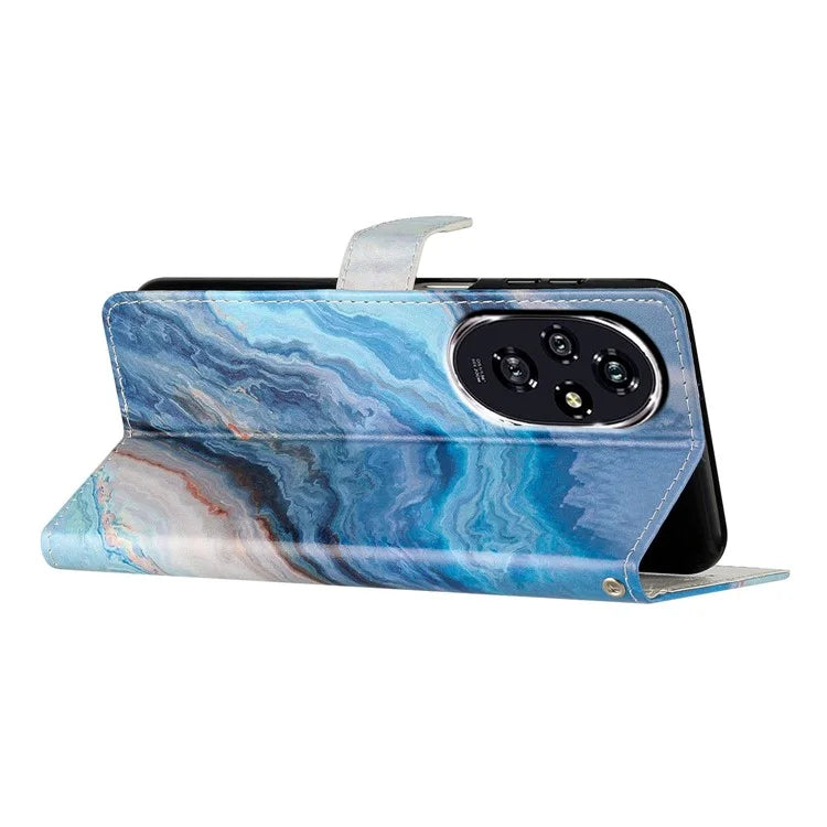 For Honor 200 5G Wallet Case PU Leather Pattern Printing Stand Phone Cover with Strap