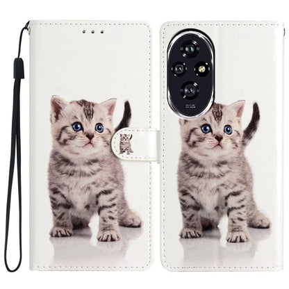 For Honor 200 5G Wallet Case PU Leather Pattern Printing Stand Phone Cover with Strap