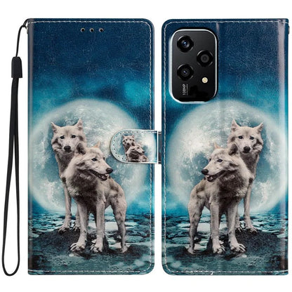 For Honor 200 Lite Wallet Case PU Leather Pattern Printing Stand Phone Cover with Strap