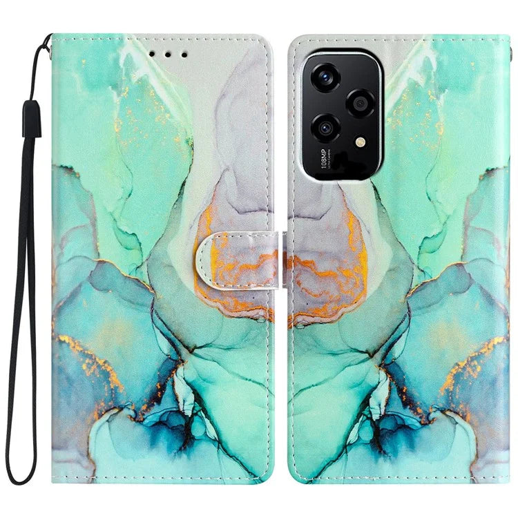 For Honor 200 Lite Wallet Case PU Leather Pattern Printing Stand Phone Cover with Strap