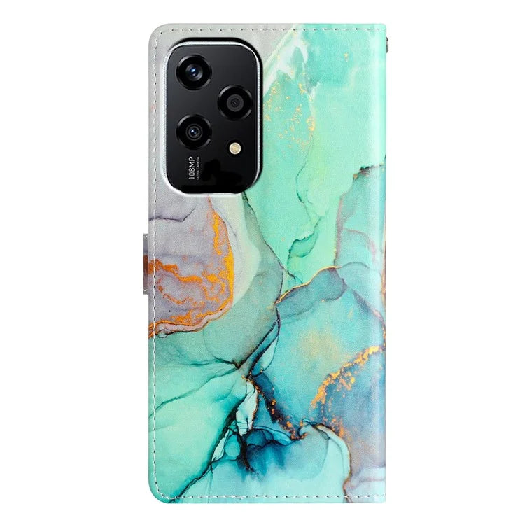 For Honor 200 Lite Wallet Case PU Leather Pattern Printing Stand Phone Cover with Strap