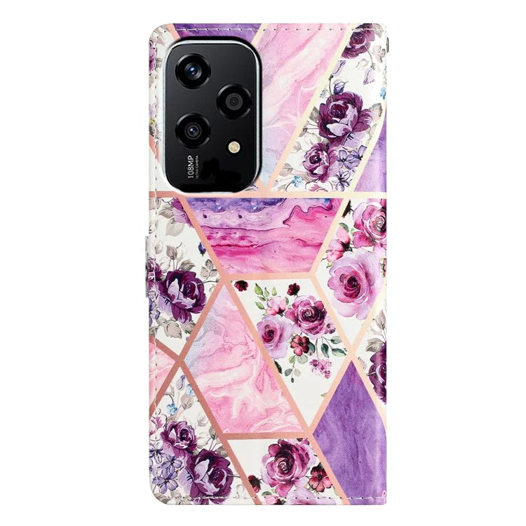 For Honor 200 Lite Wallet Case PU Leather Pattern Printing Stand Phone Cover with Strap