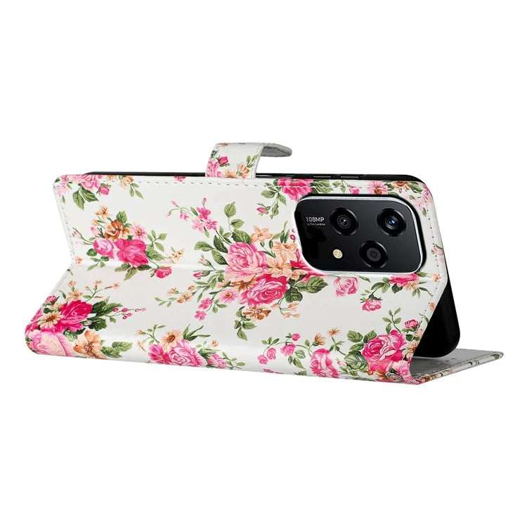 For Honor 200 Lite Wallet Case PU Leather Pattern Printing Stand Phone Cover with Strap