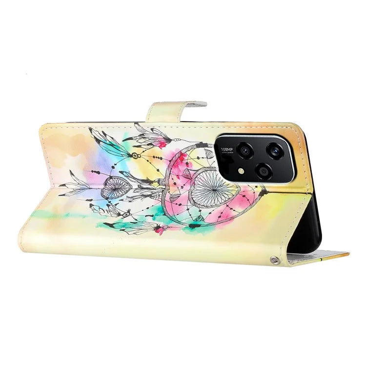 For Honor 200 Lite Wallet Case PU Leather Pattern Printing Stand Phone Cover with Strap