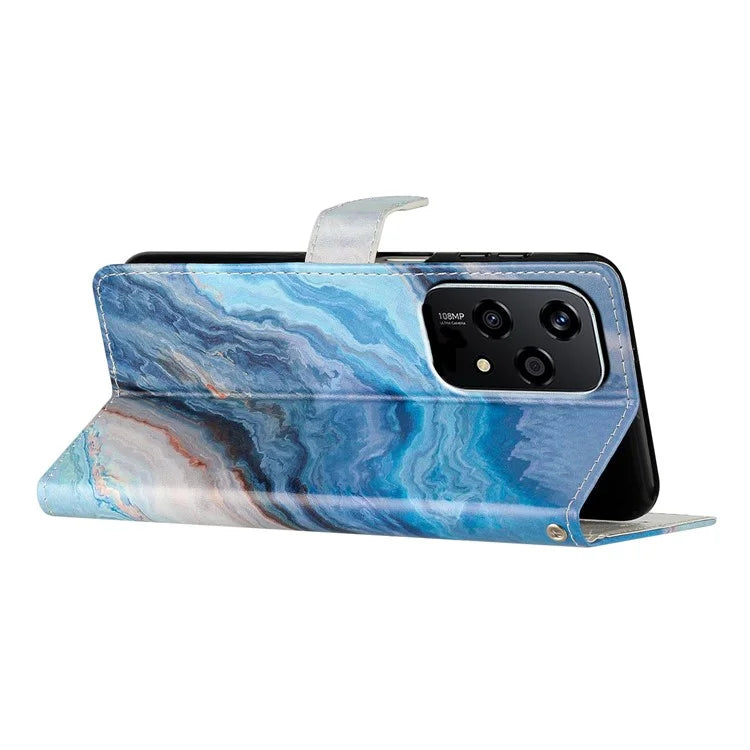 For Honor 200 Lite Wallet Case PU Leather Pattern Printing Stand Phone Cover with Strap